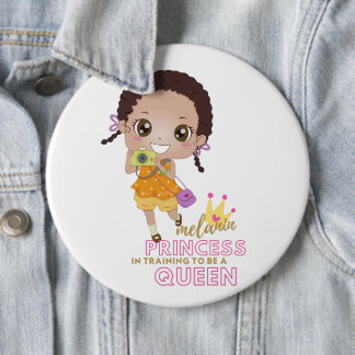 Meisjes MELANIN Princess in training voor koningin Ronde Button 6,0 Cm
