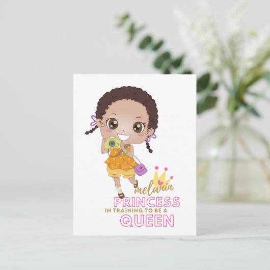 Meisjes MELANINE Prinses In Opleiding Om Koningin  Briefkaart (Staand voorkant)