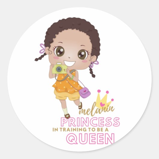 Meisjes MELANINE Prinses In Opleiding Om Koningin  Ronde Sticker (Voorkant)