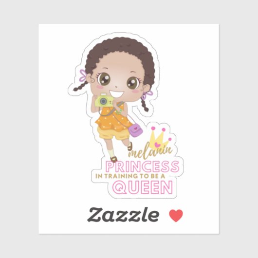 Meisjes MELANINE Prinses In Opleiding Om Koningin  Sticker (Vel)