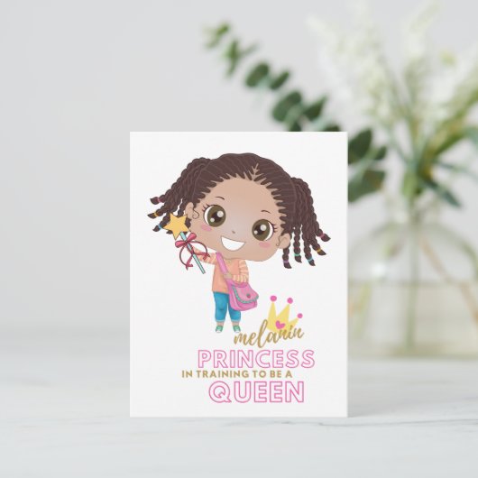 Meisjes MELANINE Prinses Training Om Koningin Te W Briefkaart (Staand voorkant)