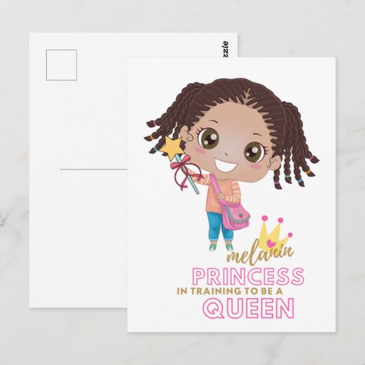 Meisjes MELANINE Prinses Training Om Koningin Te W Briefkaart (Voorkant / Achterkant)