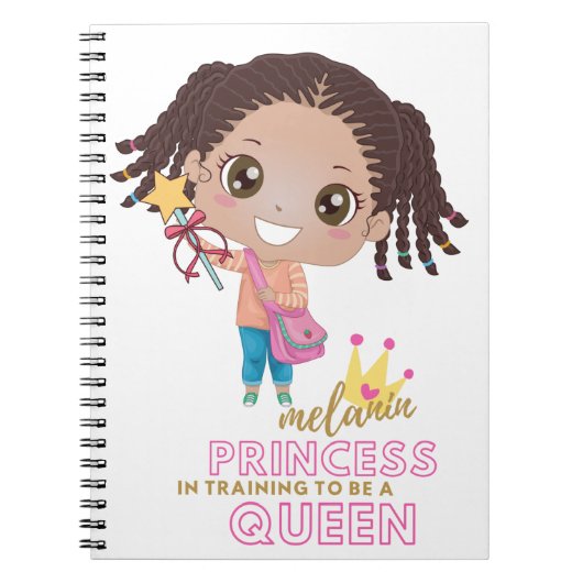 Meisjes MELANINE Prinsessen Training Om Koningin T Notitieboek (Voorkant)