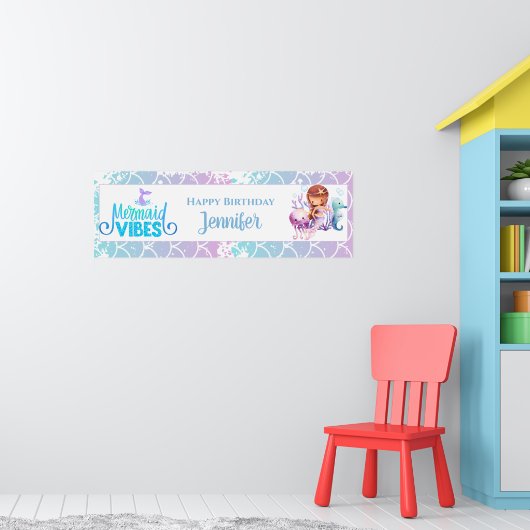 Meisjes Mermaid Birthday - Gepersonaliseerd Poster (Kinderkamer 1)