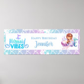Meisjes Mermaid Birthday - Gepersonaliseerd Poster (Voorkant)
