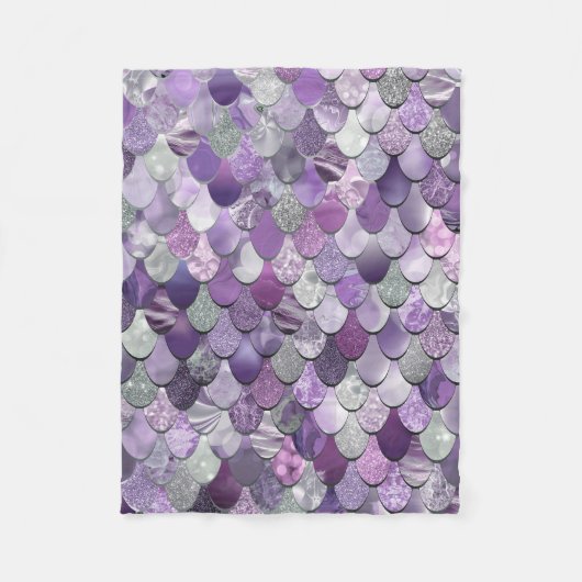 Meisjes Mermaid Fleece Blanket - Paarse Zeemeermin (Voorkant)