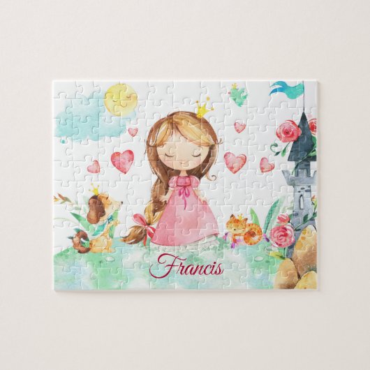 Meisjes met aangepaste prinses legpuzzel (Horizontaal)