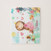 Meisjes met aangepaste prinses legpuzzel (Verticaal)