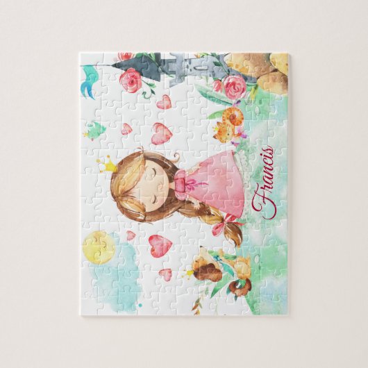 Meisjes met aangepaste prinses legpuzzel (Verticaal)