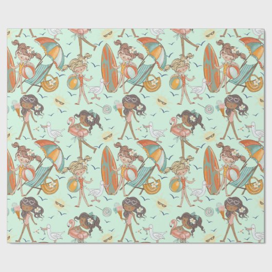 Meisjes met aanlooppapier cadeaupapier (Vlak)