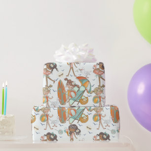 Meisjes met aanlooppapier cadeaupapier