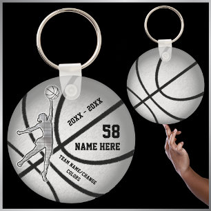 Meisjes met Basketball Gifts met Jouw tekst en kle Sleutelhanger