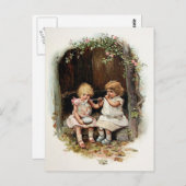  meisjes met bladerende bubbels briefkaart (Voorkant / Achterkant)