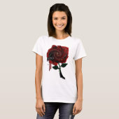 Meisjes met bloedroos gothic emo industriële muzie t-shirt (Voorkant volledig)