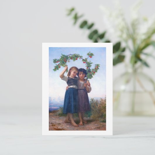 Meisjes met de Cherry Branch, Bouguereau Briefkaart (Staand voorkant)