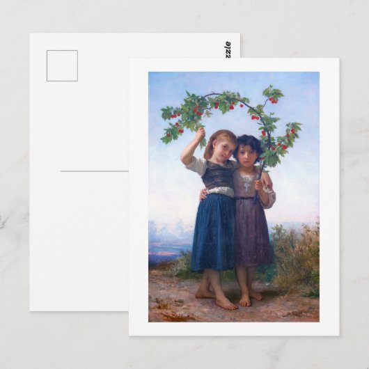 Meisjes met de Cherry Branch, Bouguereau Briefkaart (Voorkant / Achterkant)