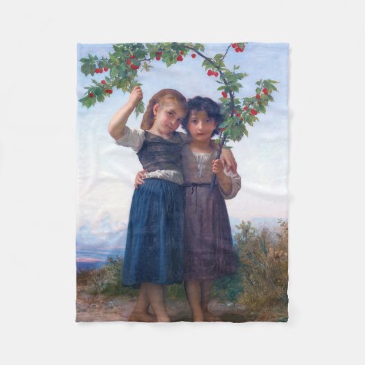 Meisjes met de Cherry Branch, Bouguereau Fleece Deken (Voorkant)