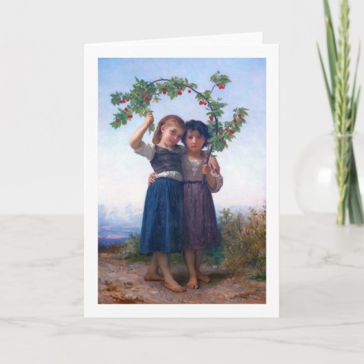 Meisjes met de Cherry Branch, Bouguereau Kaart (Voorkant)