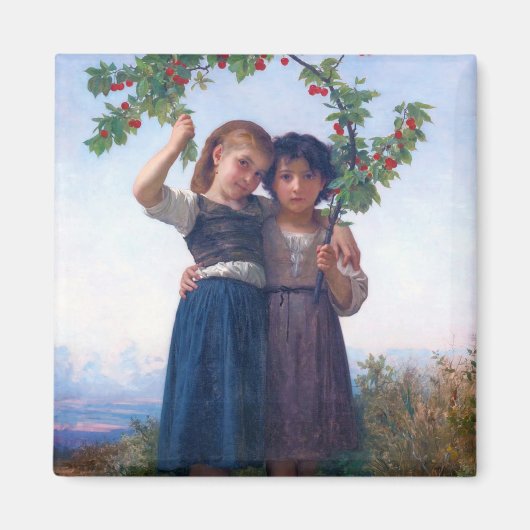 Meisjes met de Cherry Branch, Bouguereau Magneet (Voorkant)