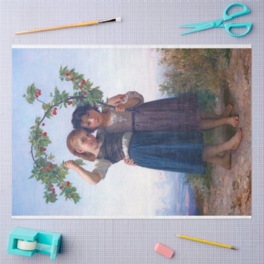 Meisjes met de Cherry Branch, Bouguereau Tissuepapier (Craft)