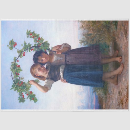 Meisjes met de Cherry Branch, Bouguereau Tissuepapier (Voorkant)