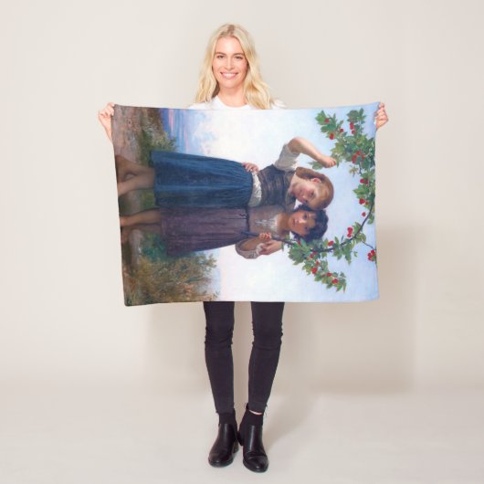 Meisjes met De Kersenboom, Bouguereau Fleece Deken (In situ)