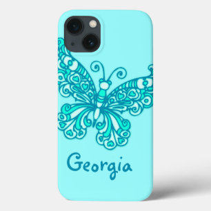 Meisjes met de naam aqua green vlinder case