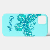 Meisjes met de naam aqua green vlinder case (Achterkant (horizontaal))