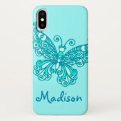 Meisjes met de naam aqua green vlinder Case-Mate iPhone case (Achterkant)