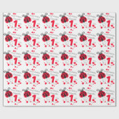 Meisjes met de naam first verjaardagsladybug gepat cadeaupapier (Vlak)