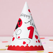 Meisjes met een hartladybug rode naam op 1 verjaar