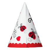 Meisjes met een hartladybug rode naam op 1 verjaar feesthoedjes (Achterkant)