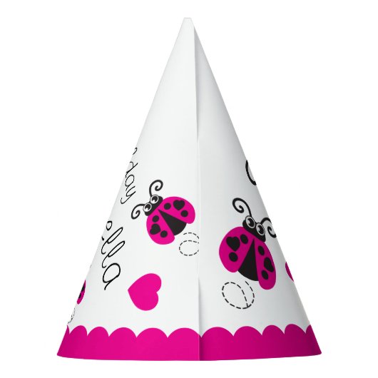 Meisjes met een hartladybug roze naam 2e verjaarda feesthoedjes (Achterkant)