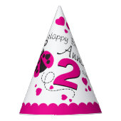 Meisjes met een hartladybug roze naam 2e verjaarda feesthoedjes (Voorkant)