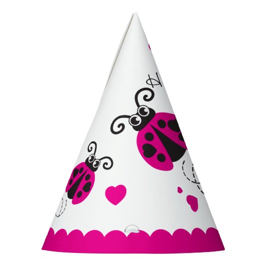Meisjes met een hartladybug roze naam 2e verjaarda feesthoedjes (Links)