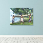 'Meisjes met een kano' - John LaFarge Canvas Afdruk (Insitu (Houten vloer))