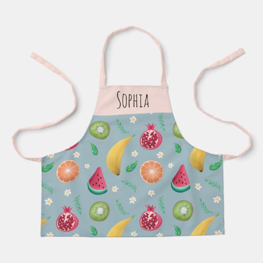 Meisjes met een tropisch zomerfruitpatroon Chef-Ki Schort (Voorkant)