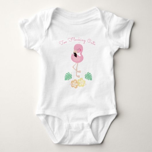 Meisjes met flockklep Funny Tropical Flamingo Pink Romper (Voorkant)
