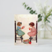 Meisjes met garen briefkaart (Staand voorkant)