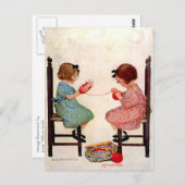 Meisjes met garen briefkaart (Voorkant / Achterkant)