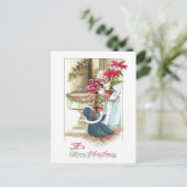 Meisjes met Ingemaakte Vintage Kerstmis van het Feestdagenkaart (Staand voorkant)