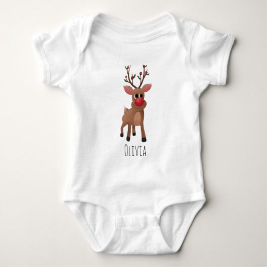 Meisjes met kerstmis Rudolph Reindeer Festive Romper (Voorkant)