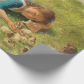 Meisjes met kippen (Hen en Chicken) Cadeaupapier (Hoek)
