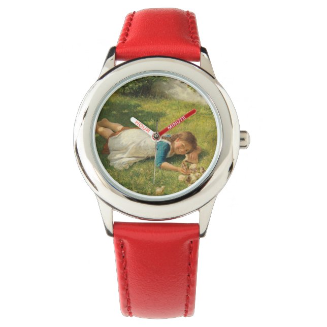 Meisjes met kippen (Hen en Chicken) Horloge (Voorkant)