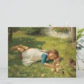 Meisjes met kippen (Hen en Chicken) Kaart (Staand voorkant)