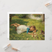 Meisjes met kippen (Hen en Chicken) Kaart (Voorkant / Achterkant in situ)