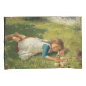 Meisjes met kippen (Hen en Chicken) Kussensloop (Voorkant-Rechts)