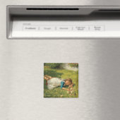 Meisjes met kippen (Hen en Chicken) Magneet (Insitu (Vaatwasser))