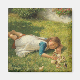 Meisjes met kippen (Hen en Chicken) Magneet