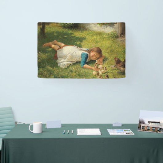 Meisjes met kippen (Hen en Chicken) Spandoek (Beurs)